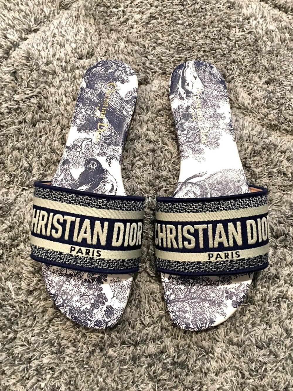 Dior Dway Deep Blue Cotton Slides